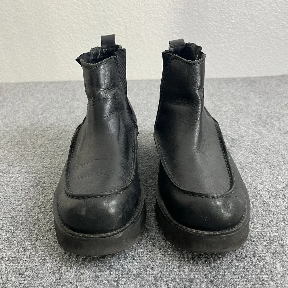 Polo Ralph Lauren Chelsea Boots Mens 9.5D Black Leather Chunky Lug Sole Vintage